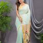 Linen Jamdani Saree With Mint Green - 023