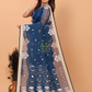 Silk Jamdani Saree With Navy Blue- 153