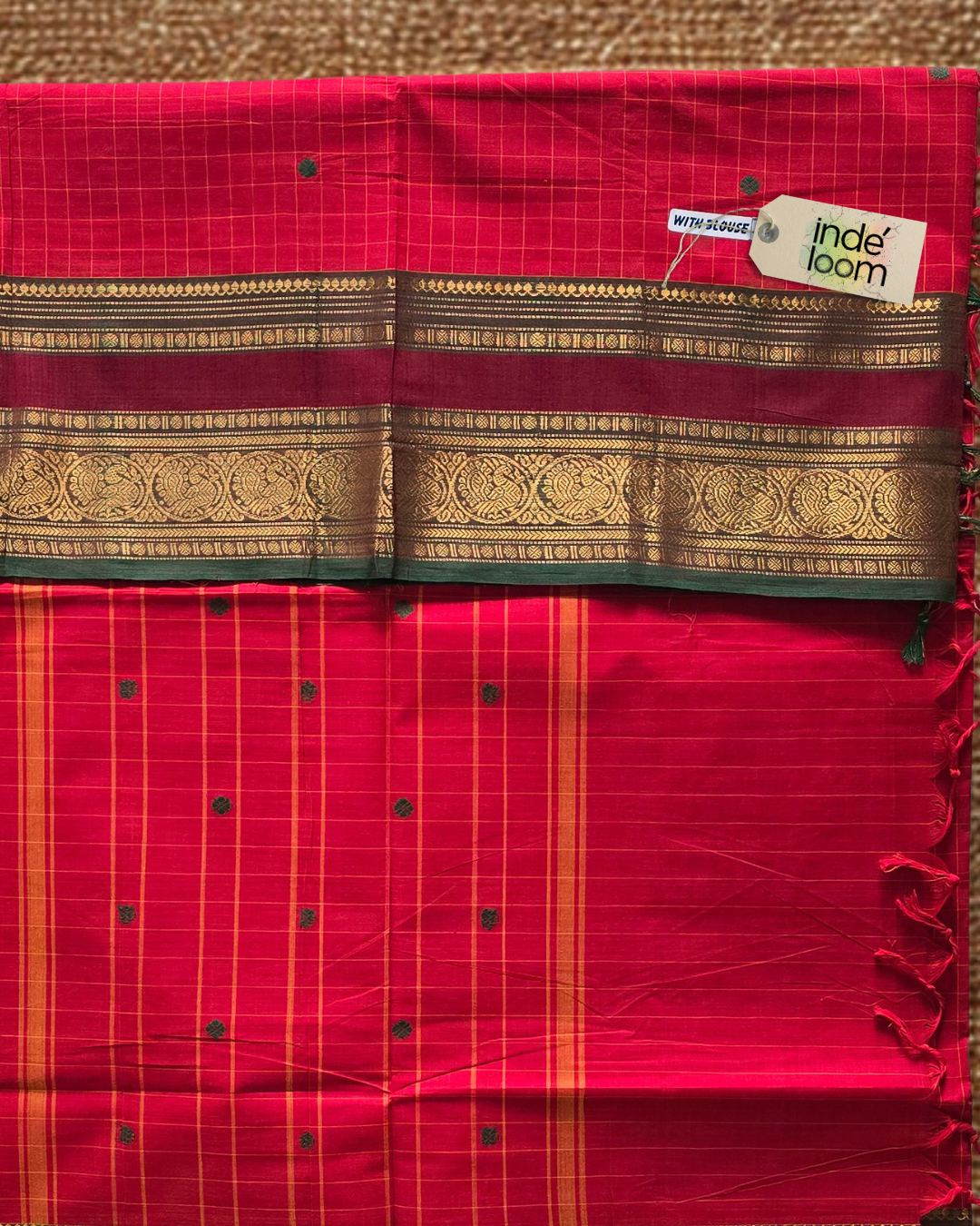Kanchi Cotton|REd & Maroon