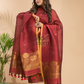 Cherry Red Cotton Linen 2-Piece Set Kurti & Dupatta (UNSTITCHED) - 023