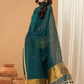 Green forest  color  with gold Jamdani 2-Piece Set Kurti & Dupatta (UNSTITCHED) - 159