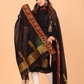 True Black Baluchari Linen 2-Piece Set Kurti & Dupatta (UNSTITCHED) - 093