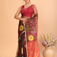 Muslin Jamdani Saree With Mahagany Red - 132