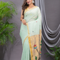 Linen Jamdani Saree With Mint Green - 023