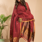 Cherry Red Cotton Linen 2-Piece Set Kurti & Dupatta (UNSTITCHED) - 023