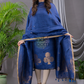 Navy Blue Cotton Linen 2-Piece Set Kurti & Dupatta (UNSTITCHED) - 122