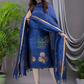 Navy Blue Cotton Linen 2-Piece Set Kurti & Dupatta (UNSTITCHED) - 122