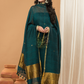 Green forest  color  with gold Jamdani 2-Piece Set Kurti & Dupatta (UNSTITCHED) - 159