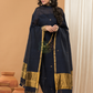 Linen Jamdani Unstitched 2-Piece Kurti  |  Midnight Blue