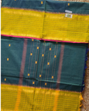 Kanchi Cotton|Aqua Green & Leaf Yellow