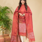 Apple Red Tissue Linen Silver Zari Jamdani 2-Piece Set Kurti & Dupatta (UNSTITCHED) - 880