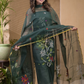 Dark Green Jamdani 2-Piece Set Kurti & Dupatta (UNSTITCHED) -679