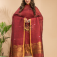 Cherry Red Cotton Linen 2-Piece Set Kurti & Dupatta (UNSTITCHED) - 023