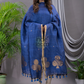 Navy Blue Cotton Linen 2-Piece Set Kurti & Dupatta (UNSTITCHED) - 122