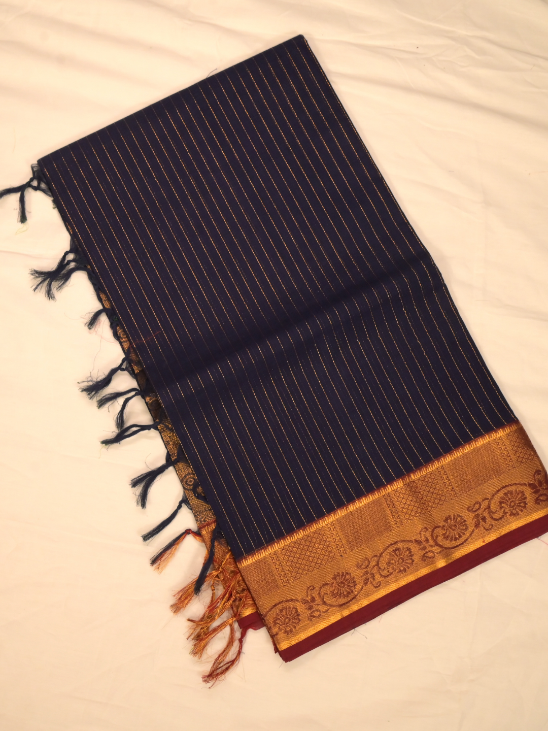 Kanchi Cotton|Navy Blue & Maroon