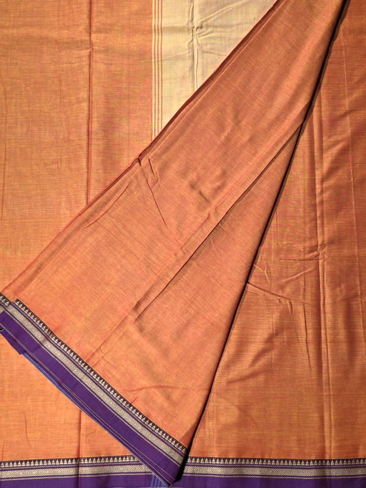 Handloom Narayanpet Cotton Saree | Orange