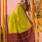 Classic Mysore Semi Silk Saree | Lime Olive Green