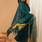 Green forest  color  with gold Jamdani 2-Piece Set Kurti & Dupatta (UNSTITCHED) - 159