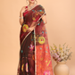 Muslin Jamdani Saree With Mahagany Red - 132
