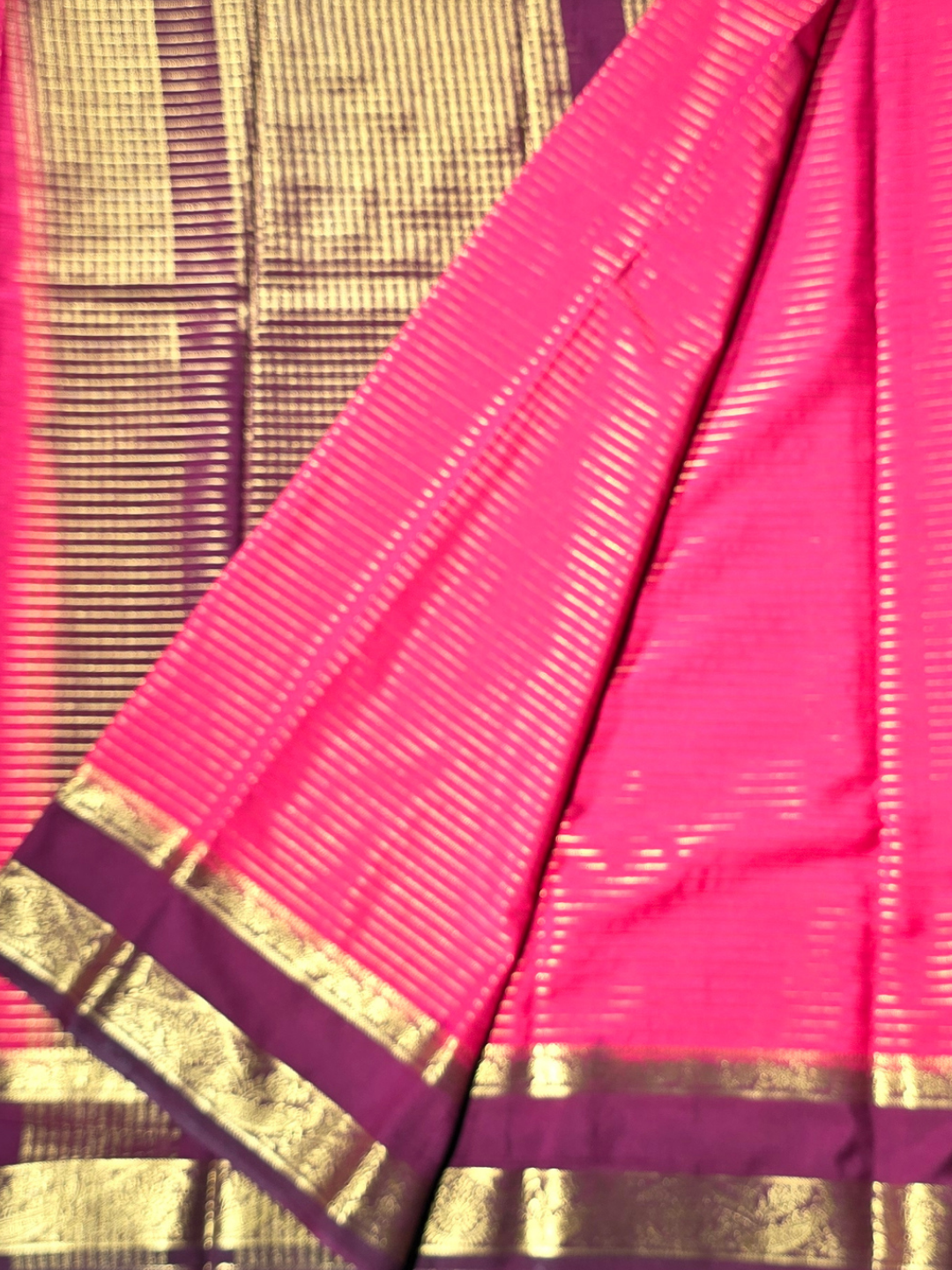 Classic Mysore Silk Saree  |  Rani Pink