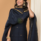 Linen Jamdani Unstitched 2-Piece Kurti  |  Midnight Blue