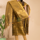 Antique Olive | Handloom Jamdani Linen Unstitched 2-Piece Kurti | Benaras Design
