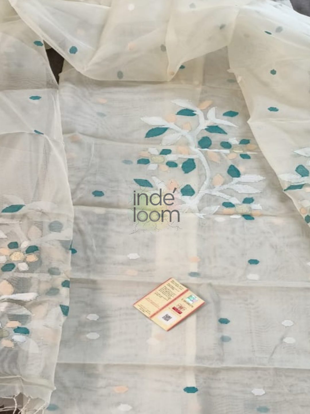 Muslin Jamdani 2-Piece Set Kurti & Dupatta (UNSTITCHED) Salt White -952