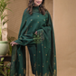 Emerald Green Natural Dye Cotton by Cotton (100 Count Soft Cotton) 2 Piece Set Kurti & Dupatta (UNSTITCHED) -0650