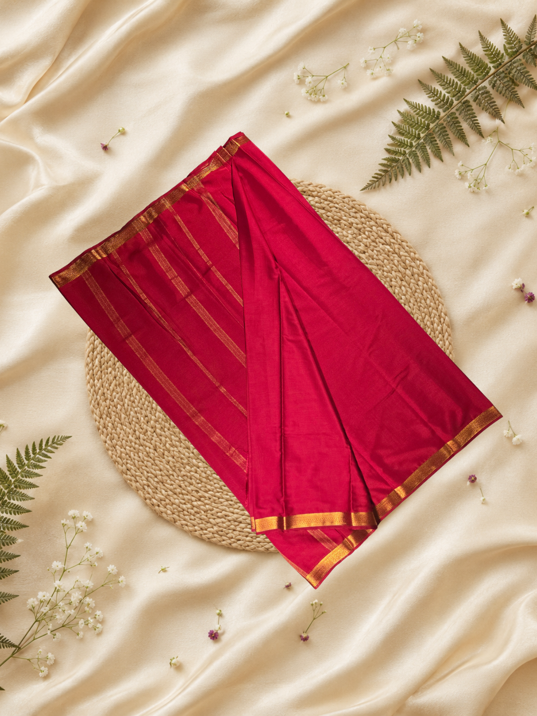 Mysore Silk Saree With Apple Red
