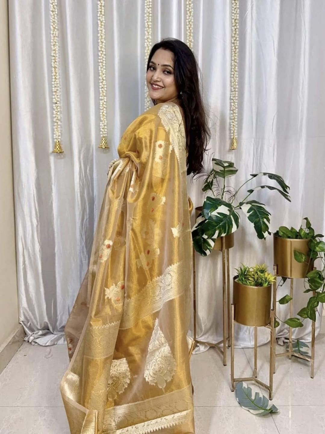 Classic Benarasi Semi Silk Saree | Mustard Gold