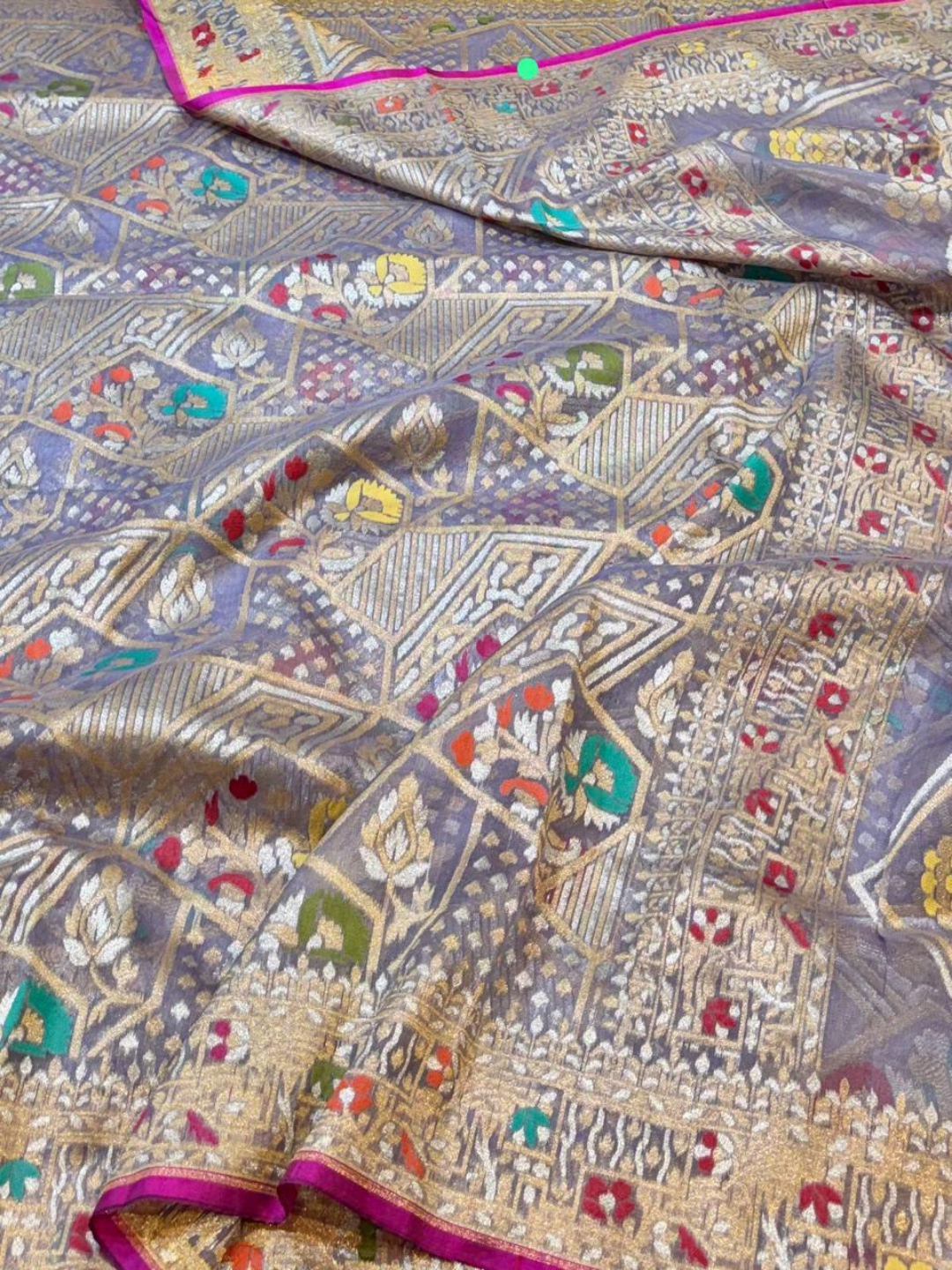 Pure Banarasi Exclusive Ektara Kora JAMDANI Tilfi saree  | Lavender Grey