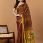 Handwoven Jamdani Silk Tissue Linen Saree | Copper Brown