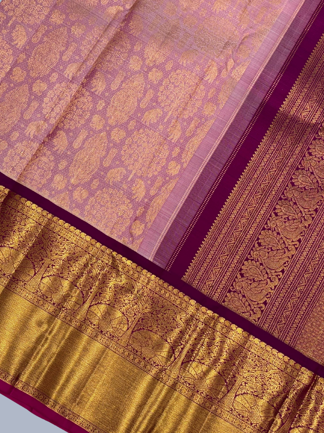Pure Handwoven Gadwal Silk Saree Purpule -204