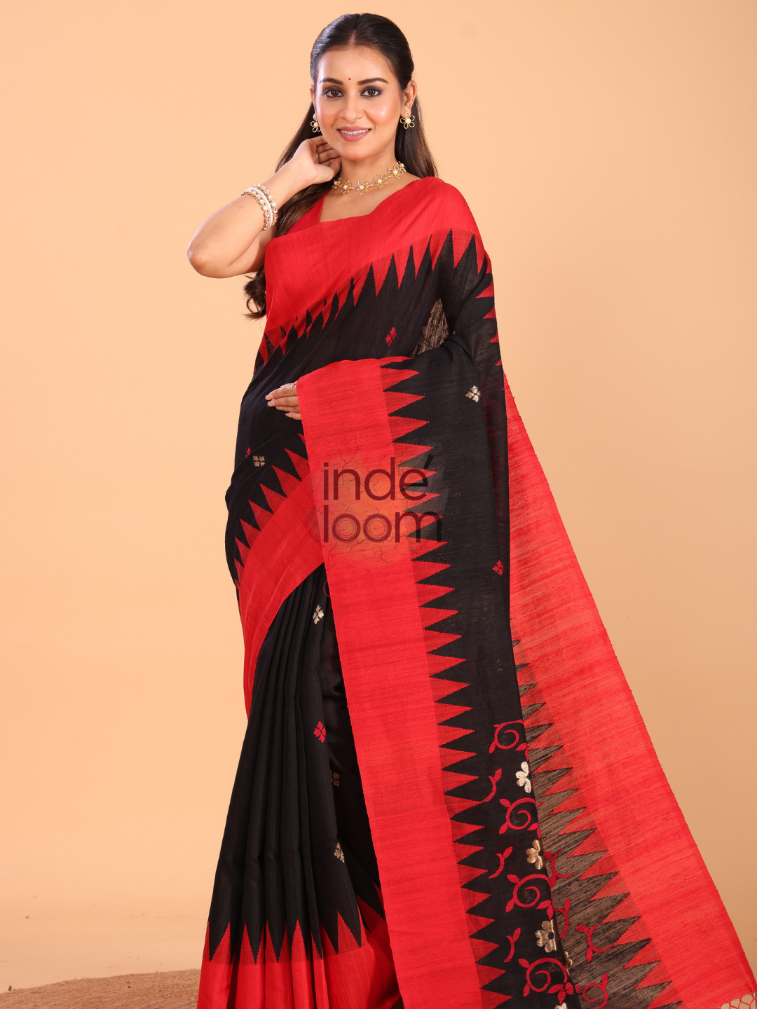 Linen Checks Saree With Rich Black - 134