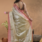 Tissue Silk Saree In Bone White and Red Border  - 023