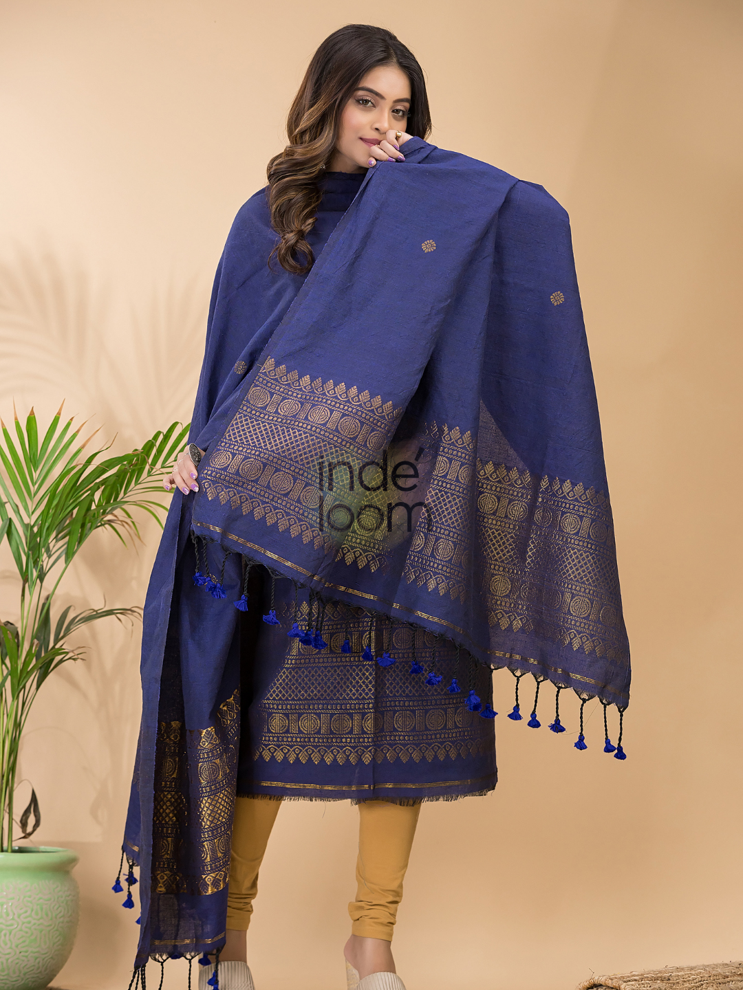 Dark Purpule Organic Linen 2-Piece Set Kurti & Dupatta (UNSTITCHED) - 072