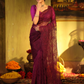Organza Embroidery Saree With Magenta - 001