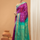 Pure Handloom Korvai Saree | Orchid Purple Cyan Blue