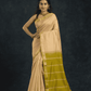 Pure Handloom Korvai Silk Cotton Saree in Golden Olive Elegance and rich cream - 146