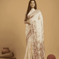 Linen White Tussar Silk Jamdani Saree - 044 - indeloom