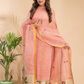 Coral Orange Linen X Linen 2-Piece Set Kurti & Dupatta (UNSTITCHED) - 109