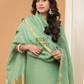 Pastel Green color with gold Jamdani 2-Piece Set Kurti & Dupatta (UNSTITCHED) - 160