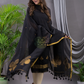 Rich Black Cotton Linen 2-Piece Set Kurti & Dupatta (UNSTITCHED) - 122