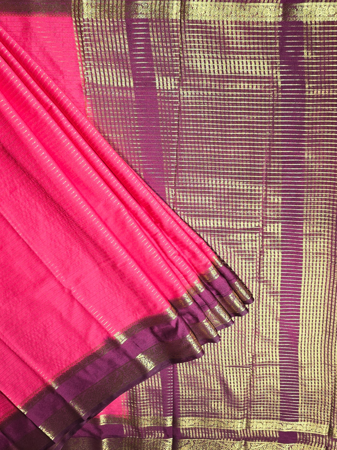 Classic Mysore Silk Saree  |  Rani Pink