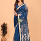 Silk Jamdani Saree With Navy Blue- 153