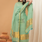 Pastel Green color with gold Jamdani 2-Piece Set Kurti & Dupatta (UNSTITCHED) - 160