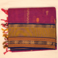 Kanchi Cotton|Magenta & Mustard Yellow/ Dark Purple