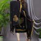 Rich Black Cotton Linen 2-Piece Set Kurti & Dupatta (UNSTITCHED) - 122