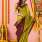 Classic Mysore Semi Silk Saree | Lime Olive Green
