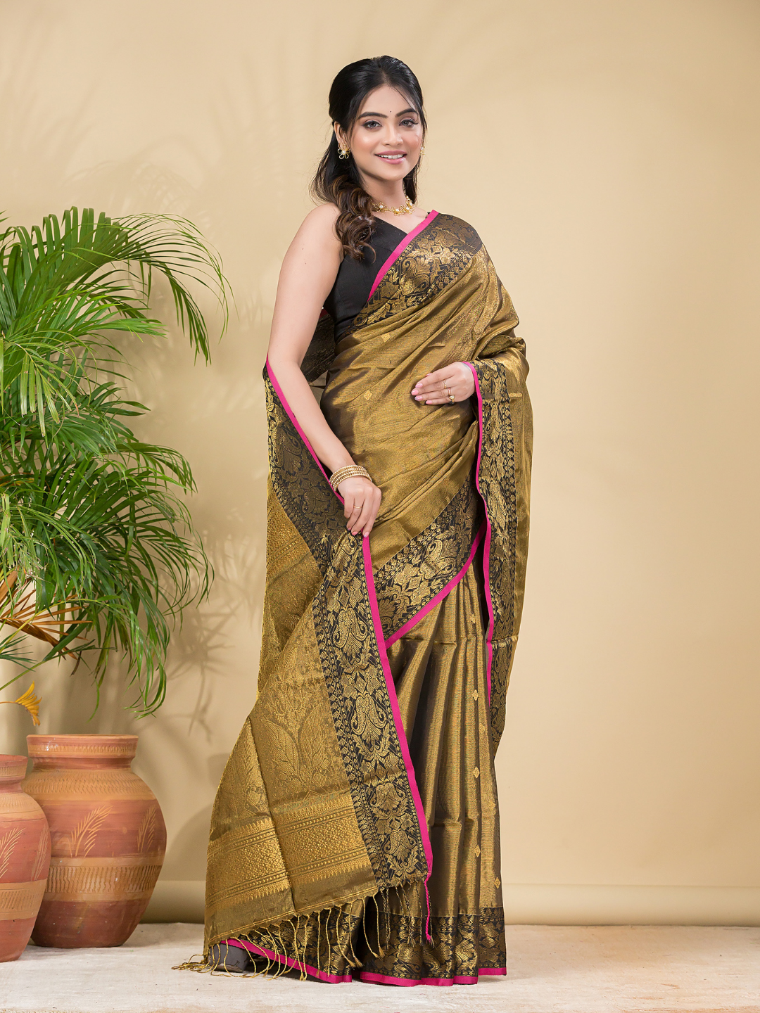 Tissue Silk With Shaded Golden Brown - 035